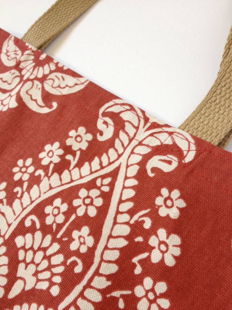 Kleine Einkaufstasche - Dark Rust Umber Tote Bag Paisley Market Wiederverwendbare Notizbuch von MissCafecito