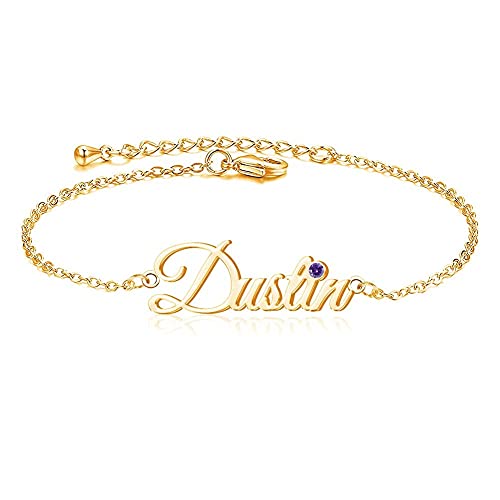 MissChic Namensarmband, Silber/Vergoldet/Rosé vergoldet fußkette, Personalisiertes armband mit namen für Frauen Mädchen Schwester Freundin Mutter Tochter von MissChic