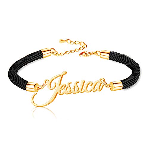 MissChic Namensarmband, S925 Silber/Vergoldet/Rosé vergoldet fußkette, Personalisiertes Armband mit Namen für Frauen Mädchen Schwester Freundin Mutter Tochter von MissChic