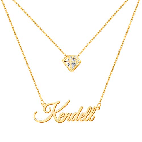 MissChic Namenskette, Kette mit Name, S925 Silber/Vergoldet Personalisierte Layer Kette,Diamant Kette für Freuen, Herren, Freundin, Mutter, Schwester von MissChic