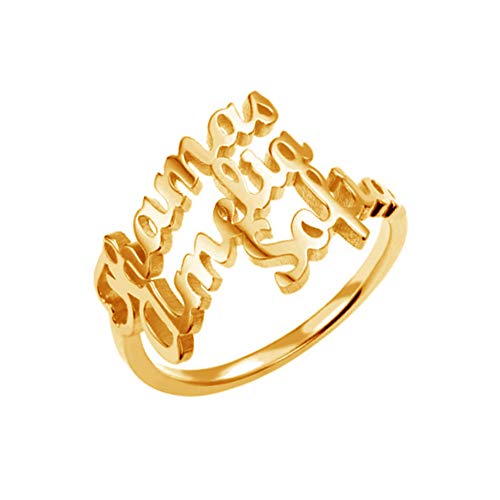 MissChic Namensring, Personalisierte Ring mit Name, Geschenk für Freuen, Herren, Freundin, Mutter, Schwester (3-Namen) von MissChic