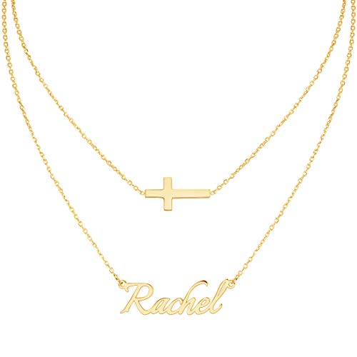 MissChic Personalisierte Anhänger Halskette, Geschichtete Halskette, Namenskette, Silber Personalisierte Kette,18K Rosegold/Gold Vergoldet Halskette, aussagekräftige Halskette, Herz Halskette von MissChic