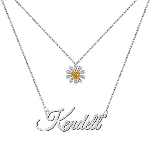 MissChic Personalisierte Anhänger Halskette, Geschichtete Halskette, Namenskette, Silber Personalisierte Kette,18K Rosegold/Gold Vergoldet Halskette, aussagekräftige Halskette, Herz Halskette von MissChic