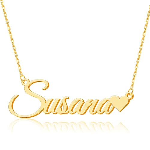 MissChic Namenskette, Personalisierte Kette mit Namen, S925 Silber Herzkette Name, Geschenk für Damen, Herren, Freundin, Mutter, Schwester, Freund von MissChic