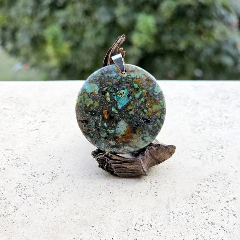 Anhänger Mit Scheibenförmigem Mehrfarbigen Meeresjaspis-Sedimentjaspis von MissCitizenJewelry