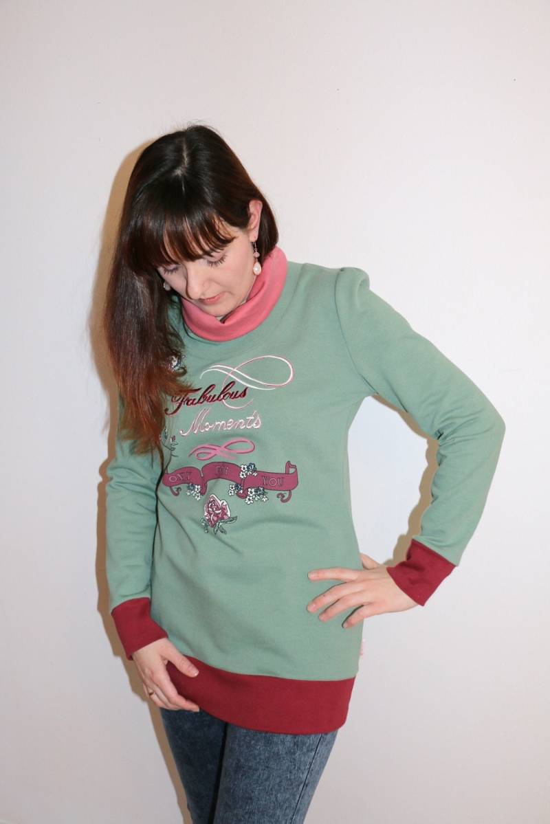 Pullover Missdarcy® Oliv Stickerei Größe L von MissDarcyDE