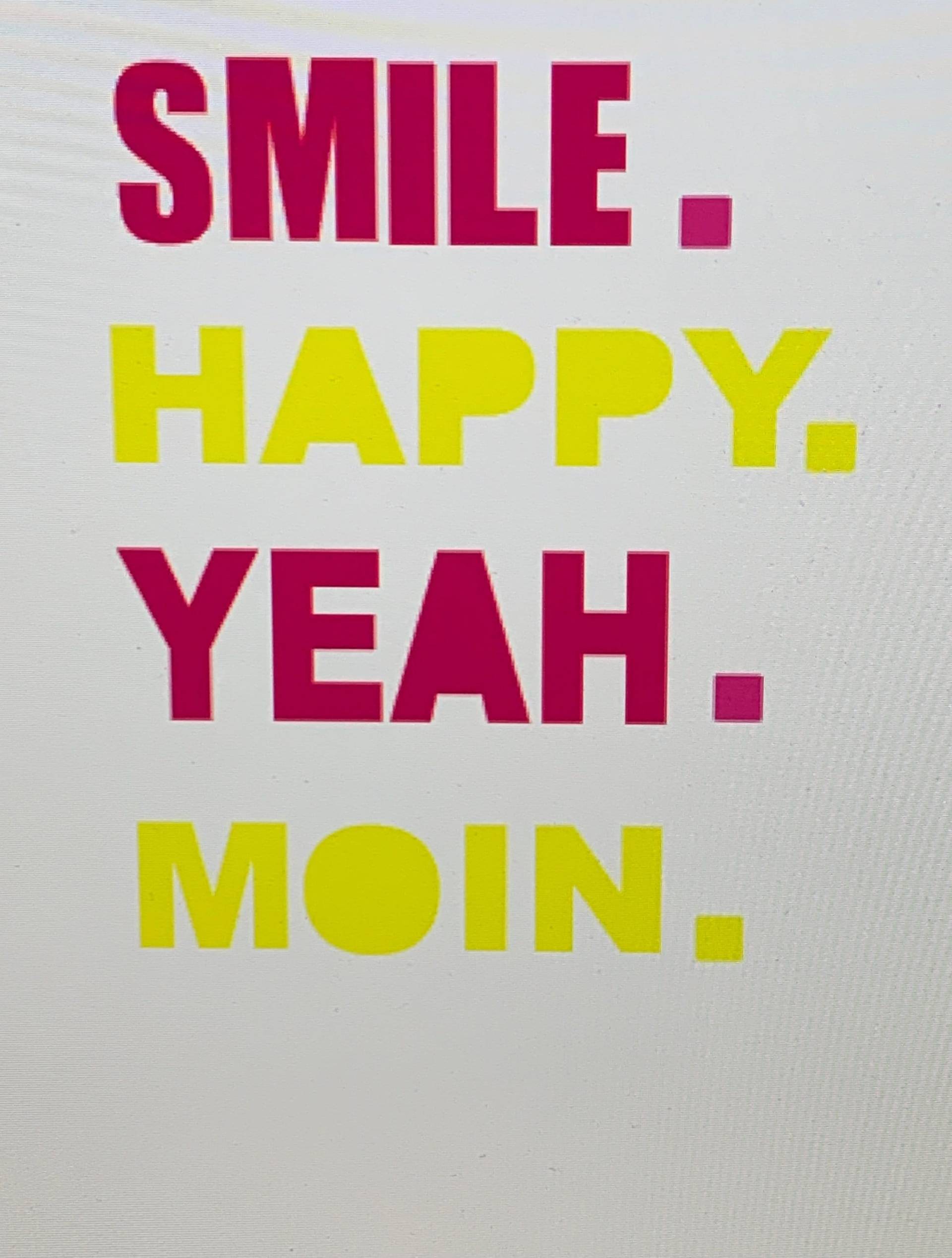 4 Bügelbilder Patches - Sticker Happy Smile Yeah Moin Bügelmotiv Bügelbild von MissDekoqueen