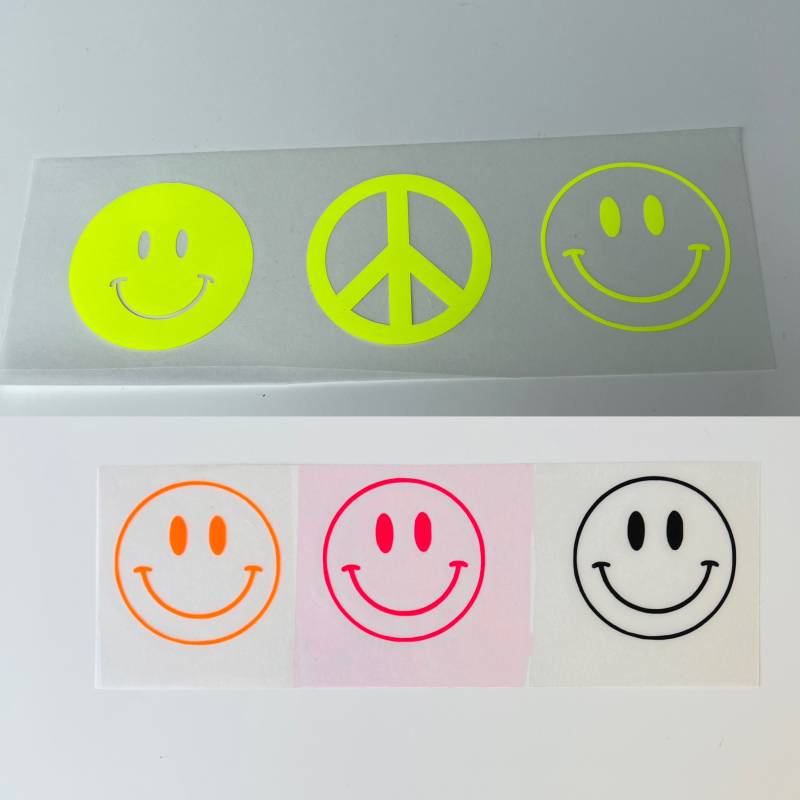 Smiley Bügelbild 3Er Set Patch Plott Shirt Peace 5cm von MissDekoqueen
