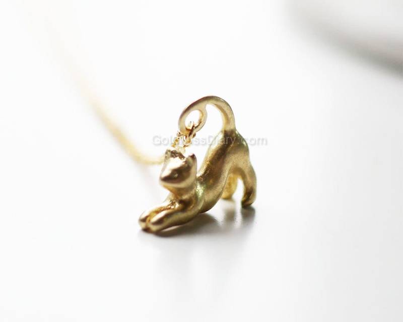 3D Katze Necklace, Goldkatzenhalskette, Katzenliebhaber, Tierhalskette, Haustierhalskette, Geschenkideen, Halskette Für Zierliche Katzenhalskette von MissDiary