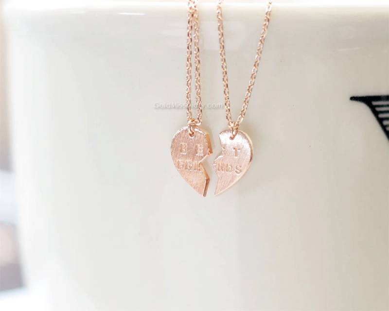 Best Friends Herz Halsketten-Set in Roségold, Bester Freund Halskette, Split Heart Freundschaftskette, Halskette Für Jeden Tag von MissDiary