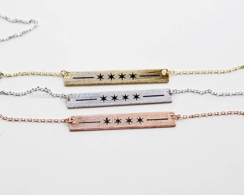 Chicago Flagge Bar Halskette, Stolz Chicago Flagge Bar Halskette, Stolz von MissDiary