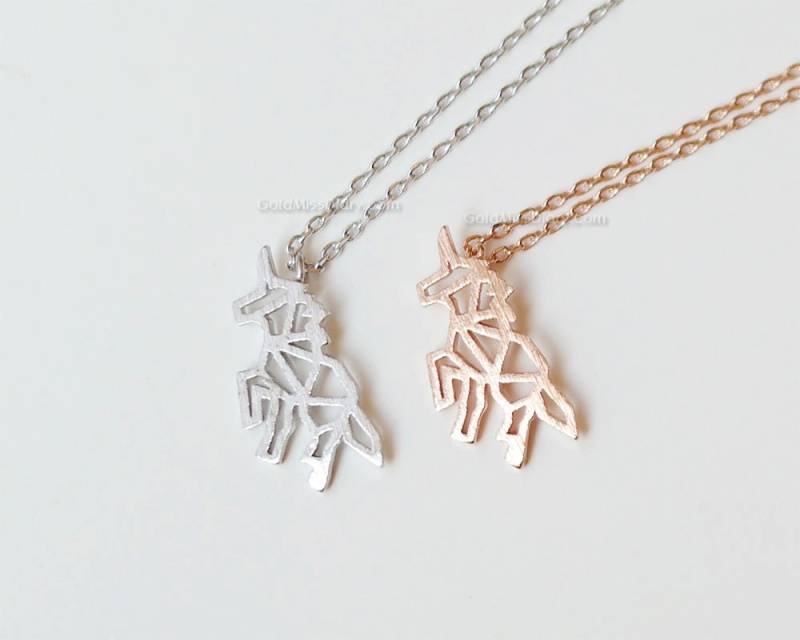 Einhorn Kette Gold, Origami Kette, Pferde Goldene Geschenk Für Sie/Freundin Brautjungfer Einhorn Kette Gold, Origami Kette, Pferde Goldene Geschenk Für Sie/Freundin Brautjungfer von MissDiary