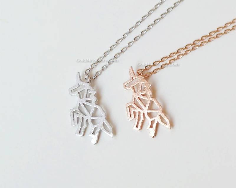 Einhorn Silberkette, Origami Einhorn, Pferd-Kette, Halskette Für Frauen, Geschenk Sie/Freundin Brautjungfern-Geschenk Einhorn Silberkette, Origami Einhorn, Pferd-Kette, Halskette Für Frauen, Geschenk Sie/Freundin Brautjungfern-Geschenk von MissDiary