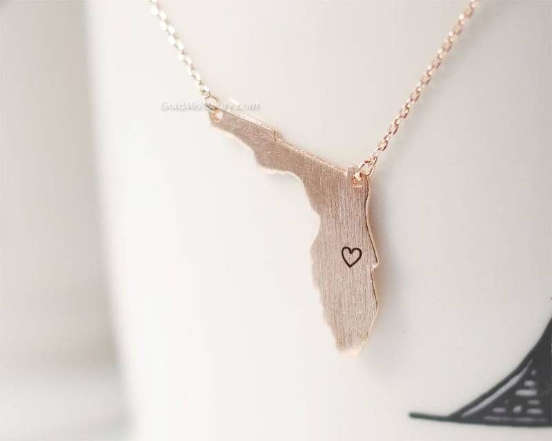 Florida State Roségold Halskette, Fl Roségoldhalskette, Zustand Einfache Halskette Für Frauen von MissDiary