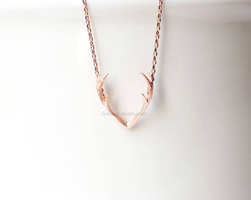 Geweih Halskette, Rose Gold Zarte Deer Horn Rustikale Geschenkideen, Geburtstag Geweih Halskette, Rose Gold Zarte Deer Horn Rustikale Geschenkideen, Geburtstag von MissDiary