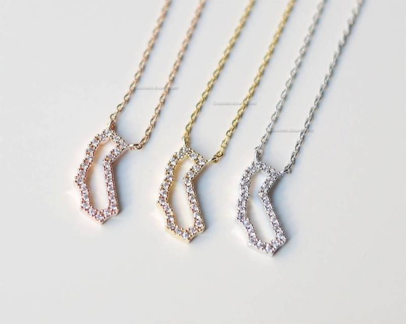 Gold California State Halskette Mit Cz, Ca Halskette, Crystal Einfache Bar Für Frauen, Geschenkideen von MissDiary