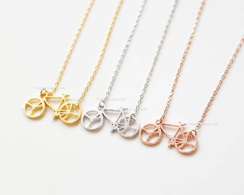 Gold Fahrrad Halskette, Zierliche Einfache Alltägliche Geschenkidee von MissDiary