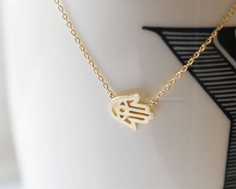 Gold Kleine Seitlich Hamsa Halskette, Hand Der Fatima Evil Eye, Zarte Dünne Goldkette Gold Kleine Seitlich Hamsa Halskette, Hand Der Fatima Evil Eye, Zarte Dünne Goldkette von MissDiary