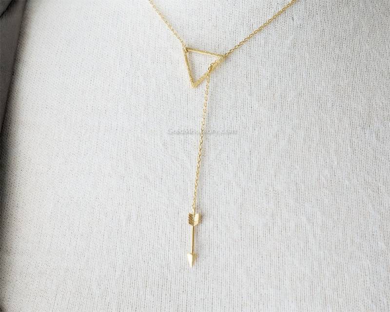 Gold Pfeil Tropfen-Halskette/Einfache Halskette Minimale Y-Halskette Rose Dreieck - Einfach, Hochzeit, Brautjungfer von MissDiary