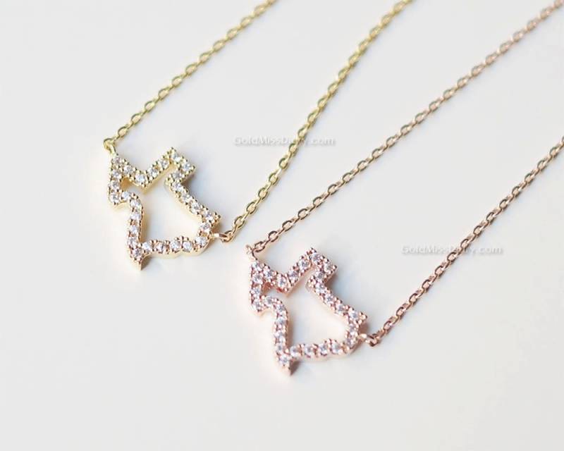 Kristall Texas State Halskette in Gold, Tx Halskette, Gold Bar Einfache Für Frauen, Geschenkideen von MissDiary