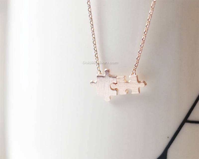 Lustige Puzzle Kette in Roségold/ Roségold Kette/ Zierlich, Einfach Und Fun, Hochzeitsgeschenke, Brautjungfer Geschenke, Geschenkideen von MissDiary