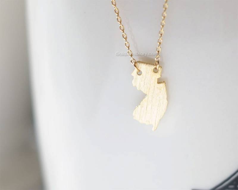 New Jersey State Halskette in Gold, Nj Goldhalskette New Jersey State Halskette in Gold, Nj Goldhalskette von MissDiary