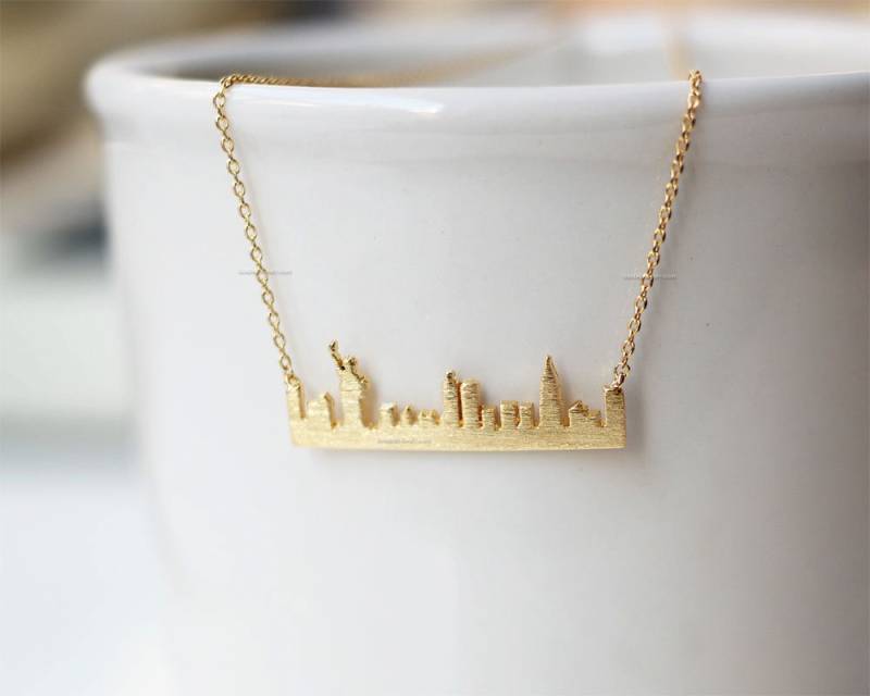 New York Skyline Halskette in Gold, Newyork Bar Halskette, City Usa Schmuck, Souvenir York New York Skyline Halskette in Gold, Newyork Bar Halskette, City Usa Schmuck, Souvenir York von MissDiary