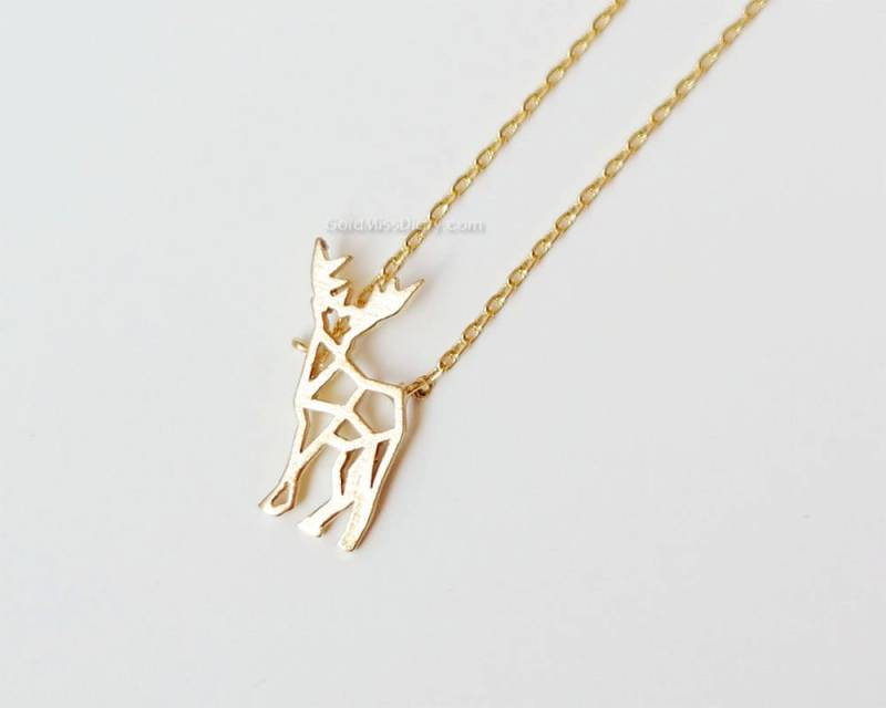 Origami Hirsch Halskette, Kleine Halskette Für Frauen, Modeschmuck, Geschenk Sie/Freundin Brautjungfer von MissDiary