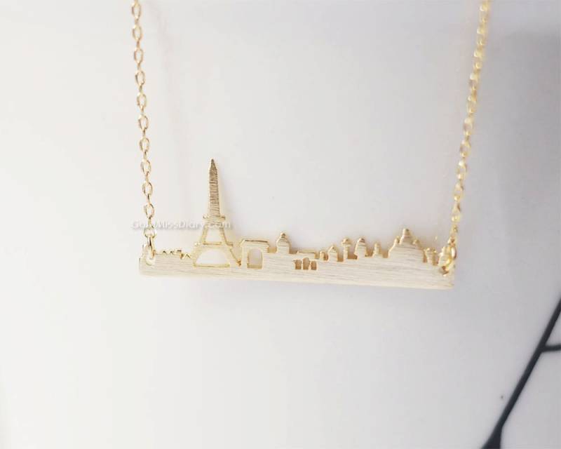 Paris Skyline Bar Halskette in Gold, Souvenir Halskette, Stadt Frankreich Eiffelturm, Geschenkidee Paris Skyline Bar Halskette in Gold, Souvenir Halskette, Stadt Frankreich Eiffelturm, Geschenkidee von MissDiary