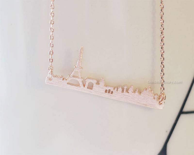 Paris Skyline Bar Rosegold Halskette, Halskette in Roségold, Stadt Frankreich Eiffelturm, Souvenir Paris Skyline Bar Rosegold Halskette, Halskette in Roségold, Stadt Frankreich Eiffelturm, Souvenir von MissDiary