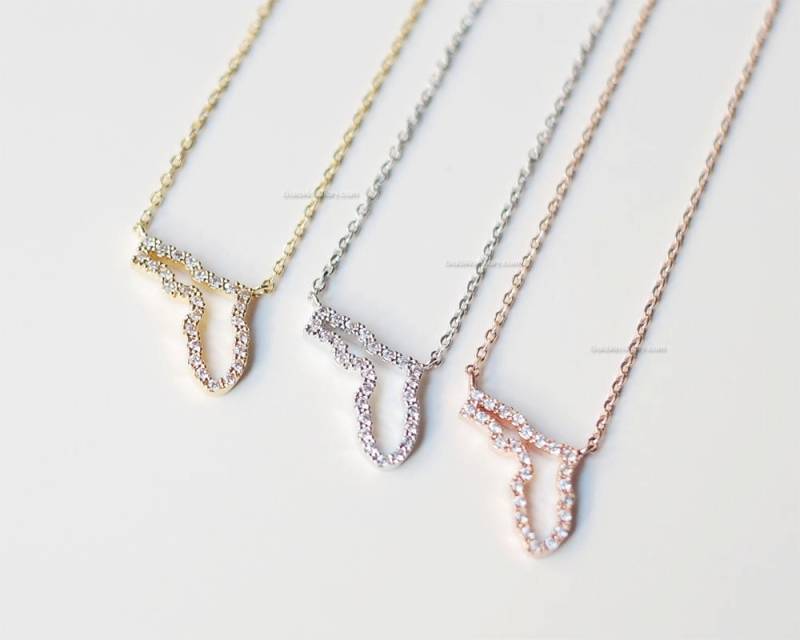 Rose Gold Florida State Halskette Mit Cz, Fl Zustand Halskette, Kristall Einfache Bar Für Frauen, Geschenkideen Rose Gold Florida State Halskette Mit Cz, Fl Zustand Halskette, Kristall Einfache Bar Für Frauen, Geschenkideen von MissDiary