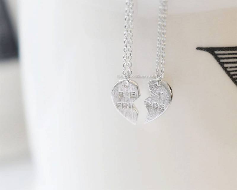 Silber Best Friends Herz Halskette Set, Bester Freund Halskette, Split Freundschaft Jeden Tag Silber Best Friends Herz Halskette Set, Bester Freund Halskette, Split Freundschaft Jeden Tag von MissDiary