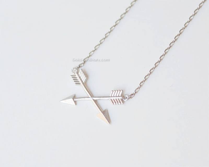 Silber Kreuz-Pfeil-Halskette, Doppel-Pfeil-Halskette, Pfeil, Einfache Kette, Zierliche Halskette, Brautjungfer, Hochzeitsgeschenk Silber Kreuz-Pfeil-Halskette, Doppel-Pfeil-Halskette, Pfeil, Einfache Kette, Zierliche Halskette, Brautjungfer, Hochzeitsgeschenk von MissDiary