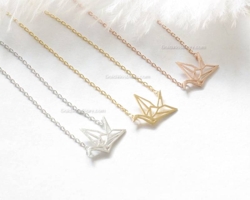 Silber Origami Kranich Kette, Kette in Silber, Halskette Für Frauen, Geschenk Sie/Freundin Brautjungfer Silber Origami Kranich Kette, Kette in Silber, Halskette Für Frauen, Geschenk Sie/Freundin Brautjungfer von MissDiary