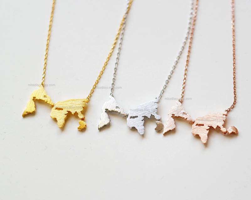Weltkarte Halskette, Globe Halskette. Gold Welt Reise-Geschenk, Karte Halskette von MissDiary