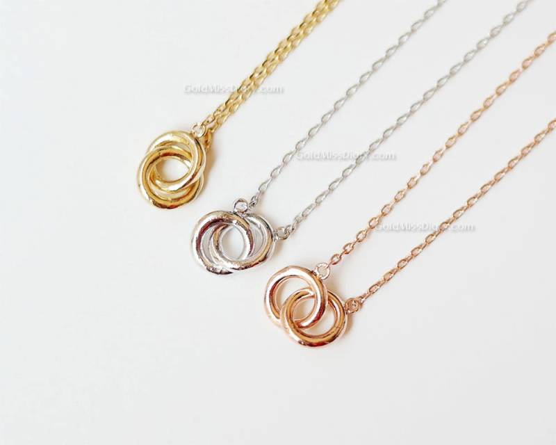 Winzige Ewigkeit Kette in Silber, Doppel Kreis Halskette, Zarte, Zierliche, Einfache, Alltägliche, Braut Hochzeit, Brautjungferngeschenke Winzige Ewigkeit Kette in Silber, Doppel Kreis Halskette, Zarte, Zierliche, Einfache, Alltägliche, Braut Hochzeit, Brautjungferngeschenke von MissDiary