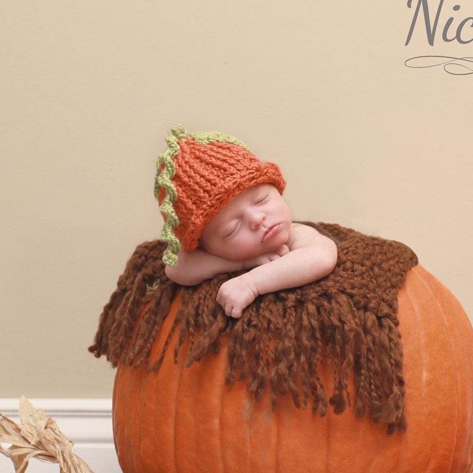 Kürbis Hut Neugeborenen Fotorequisite, Herbstfarben von MissEmsCloset