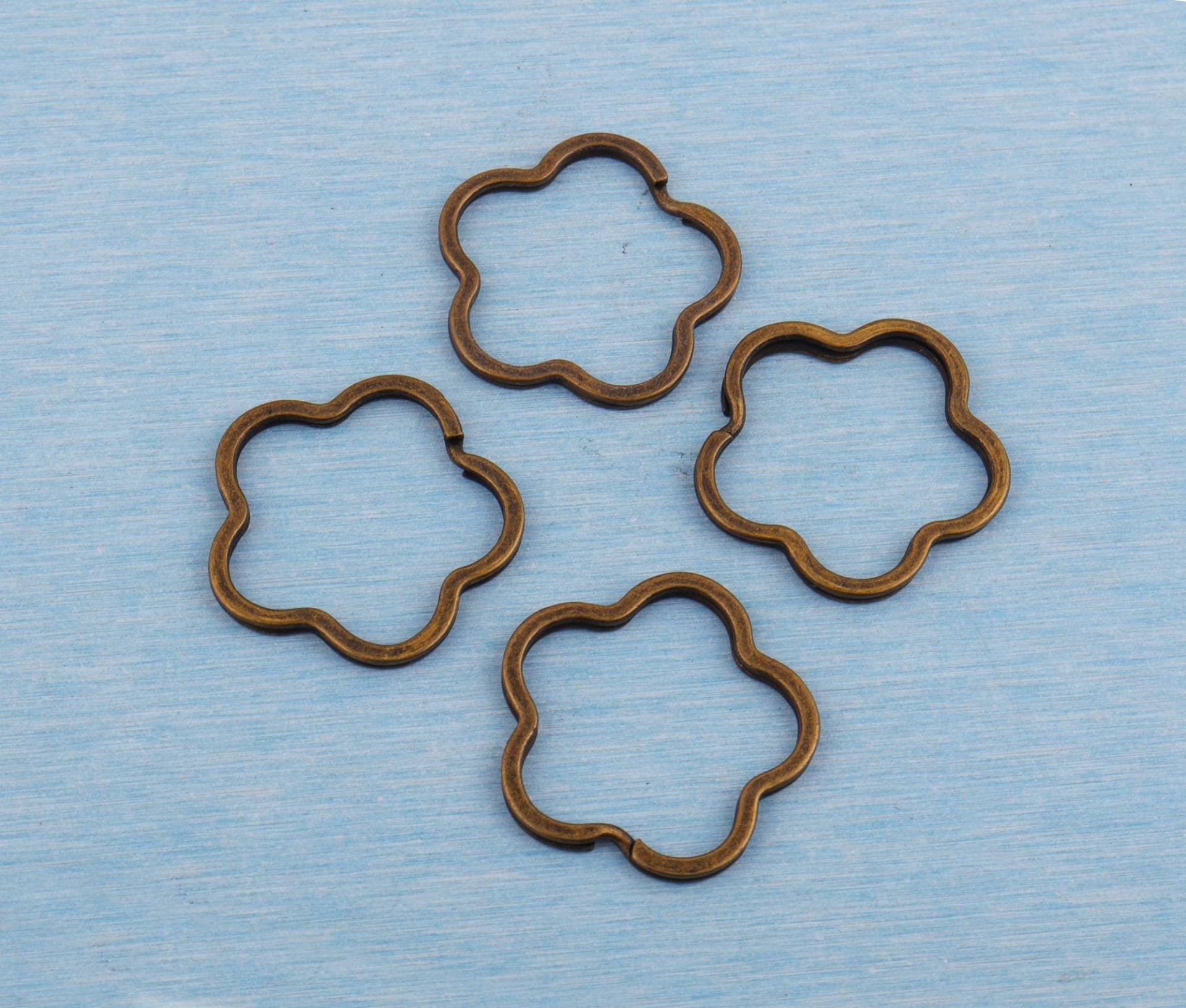 Antike Messingblume Double Split Keyring - 40 Mm Bronze Connector Ringe von MissHandcraft