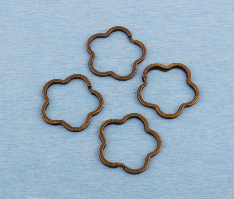 Antike Messingblume Double Split Keyring - 40 Mm Bronze Connector Ringe von MissHandcraft