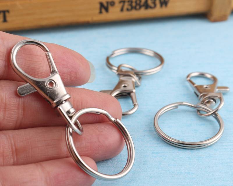 Silberner Schlüsselbund Mit Drehbarem Karabinerhaken - 10 Stück Schlüsselringzubehör von MissHandcraft