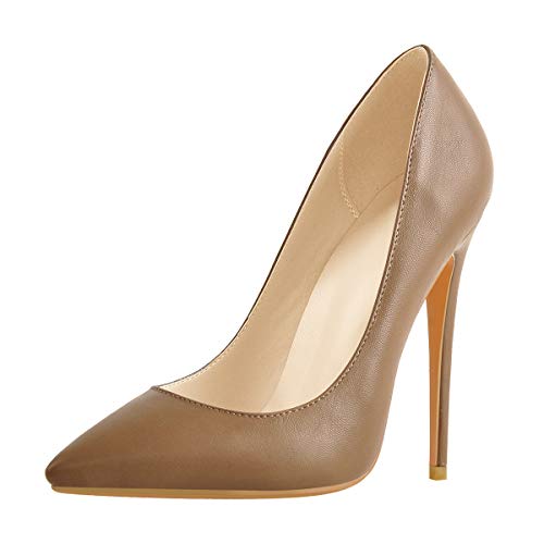 MissHeel Basic Pumps Damen Stilettos Klassische Absatzschuhe High Heels Frauen Pfennigabsatz Hellbraun EU 36 von MissHeel