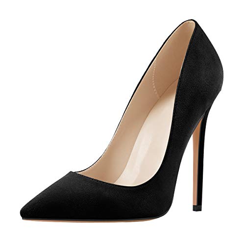 MissHeel Basic Pumps Damen Stilettos Klassische Absatzschuhe High Heels Frauen Pfennigabsatz Schwarz EU 45 von MissHeel