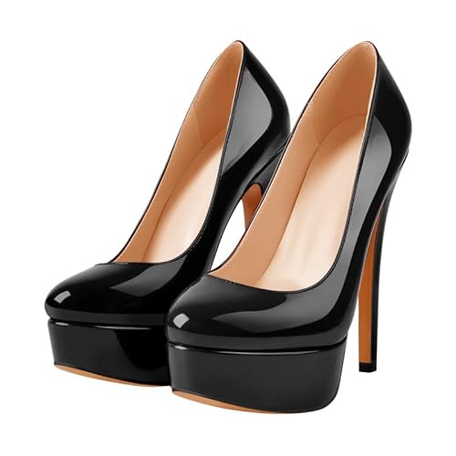 MissHeel Damen Pumps mit Plateau Elegante Stöckelschuhe Pumps Schwarz EU 43 von MissHeel