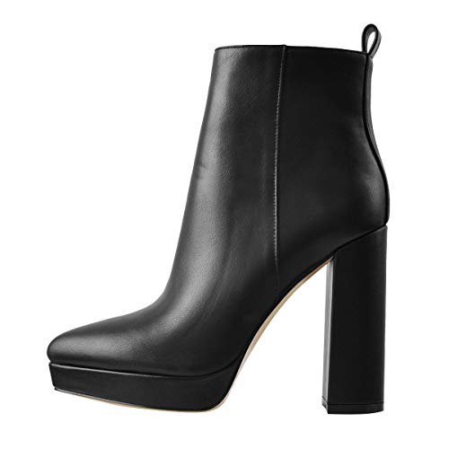 MissHeel Damen Spitze Kurzschaftstiefel Schlupfstiefel Blockabsatz Schwarz EU 45 von MissHeel