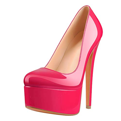 MissHeel Plateau Pumps High Heels Klassische Absatzschuhe Slip On High Heels Rot EU38 von MissHeel