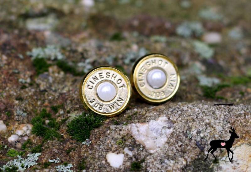 Ohrstecker M.perle Patronenhülse Jagdschmuck, Patronenschmuck von MissHuntressJewelry