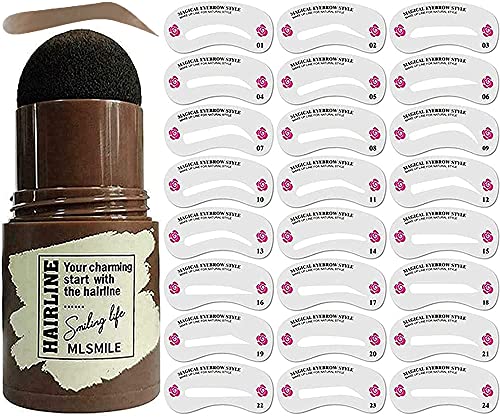 Augenbrauen Stempel, One Step Brow Stamp Shaping Kit Eyebrow Stamp Waterproof with 24Pcs Eyebrow Stencil Kit Brow Stamp Schablone Eye Makeup Tools (Hellbraun) von MissJelly