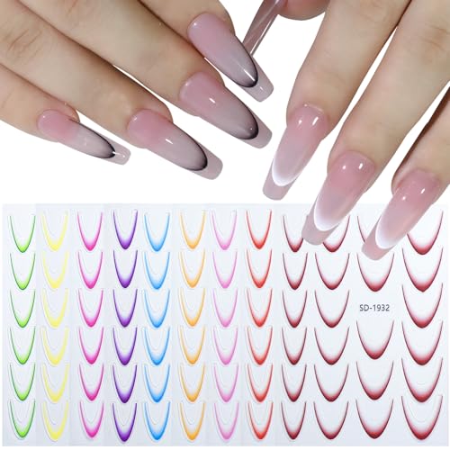 Nagelsticker French, 12 Stück Gold Linien Nail Art Sticker Selbstklebend Französischer Nagel Aufkleber French Tip Nagel Stickers Nageldesign DIY Dekoration von MissJelly