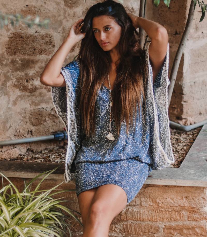 Jenny Boho Seidiges Kurzes Kleid, Sommerkleid, Strand Cover Up, Resort Tragen von MissKitschStore