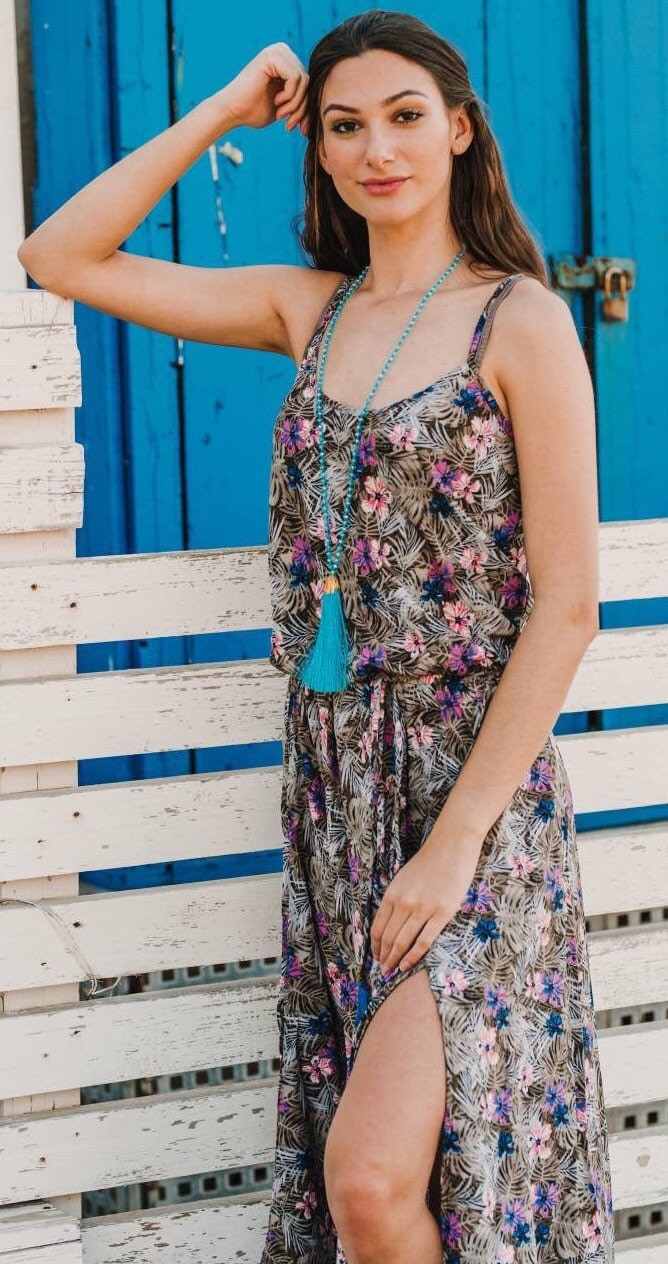 Langes Blumen Boho Sommerkleid, Maxikleid Varadero Dress von MissKitschStore